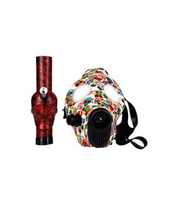 Бонг GAS MASK HIN0009 COLORED SKULL | RED SKULL