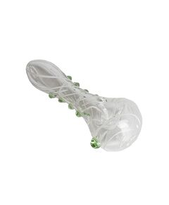 GLASS PIPE GRAV DINOSAUR RIBBED GREEN