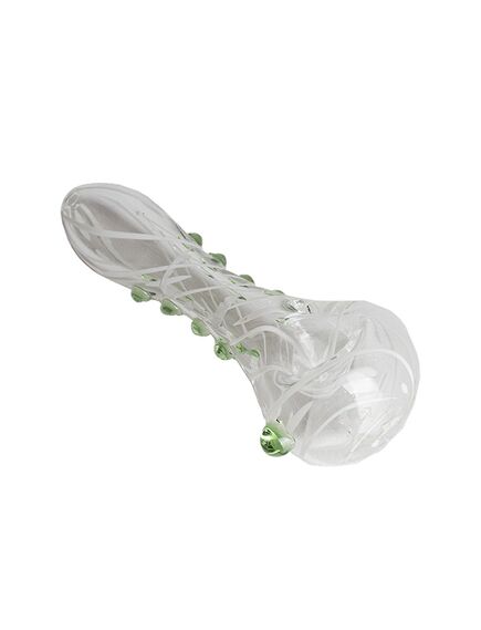 GLASS PIPE GRAV DINOSAUR RIBBED GREEN