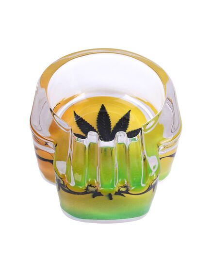 Пепельница Стеклянная Череп JL-D0086 WEED YELLOW